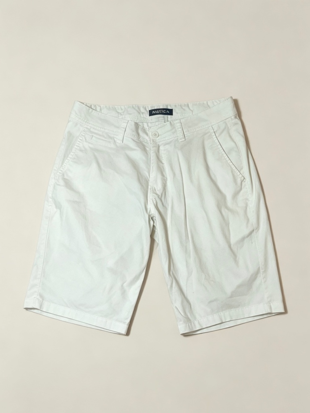 Nautica White Stretch Chino Shorts Mens 30W Classic Summer Casual Shorts